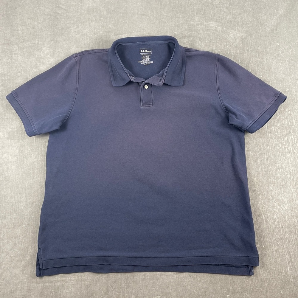 L.L.Bean Mens XL Blue Polo Shirt Traditional Fit 100% Cotton Pique 300454